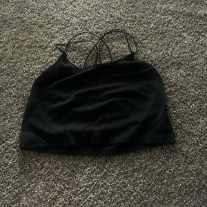 Black tank crop top with double straps